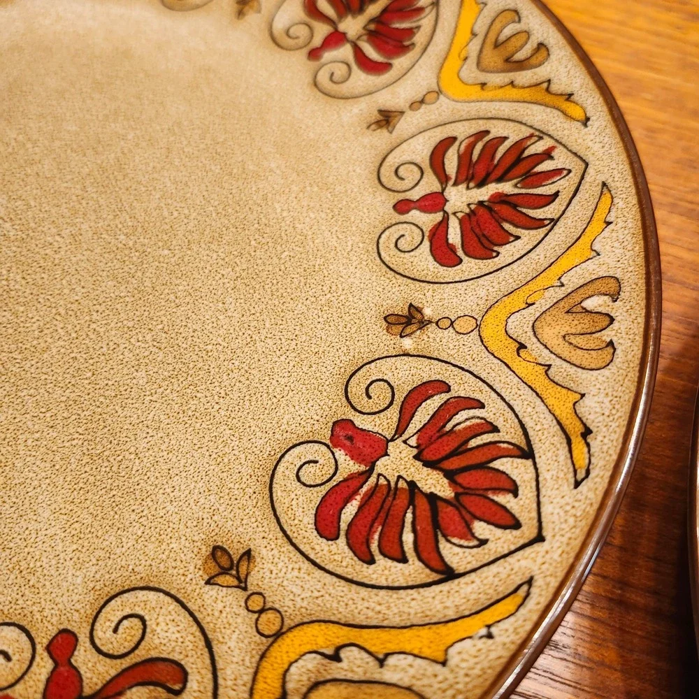 Pier 1 Imports Myra Dinner Plates Set of 2 Hand-Painted Stoneware